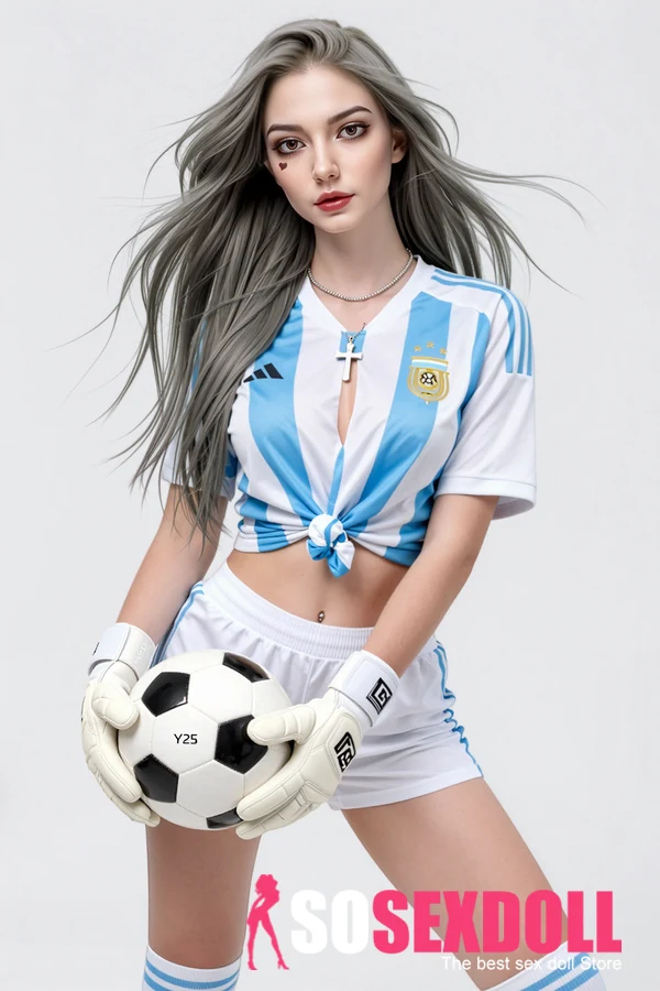 SY Doll 173cm M7 シルバーヘアと水色ストライプの正面スタイル